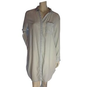 Rails Tencel Shirt Dress Light Wash Blue Coastal Minimalist Relaxed L